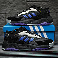 Мужские кроссовки Adidas Streetball II GX0783 (чёрно-белые с серым и синим) демисезонные кроссы 2318