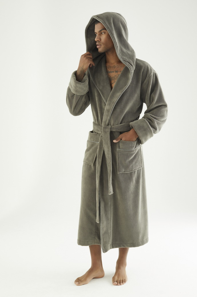 Чоловічий махровий халат Nusa з капюшоном Розмір M,L/XL,2XL,3XL/ Турецький халат