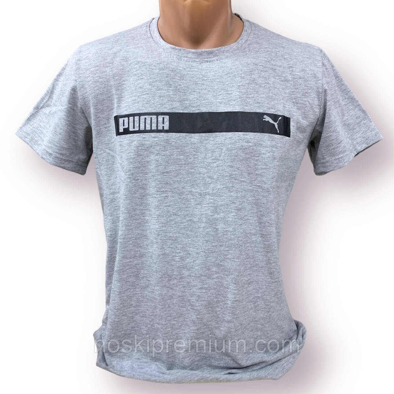 Футболка чоловіча стрейчева Puma, Туреччина, розміри 46-54, світло-сіра, 011606