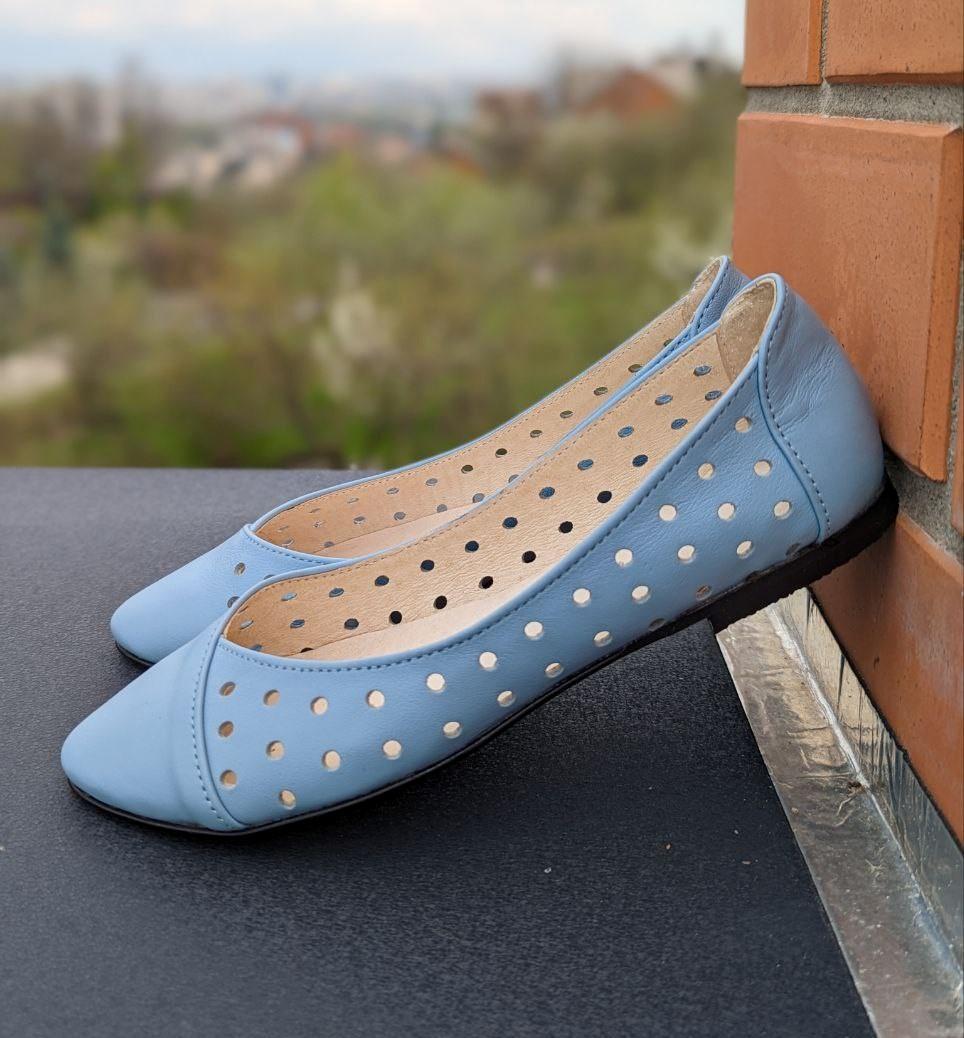 STTOPA Розміри 36,37. Балетки літні великі розміри з натуральної шкіри. 166-3641-1 Блакитні, фото 1