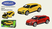 Машина метал 24094W (24шт/4) WELLY1:24 LAMBORGHINI URUS, откр.двери, капот, 2 цвета, в кор.23*11*10 см, р-р