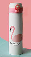 Термос-бутылка 500 мл металлический "Фламинго" вакуумная термокружка для кофе и чая термос