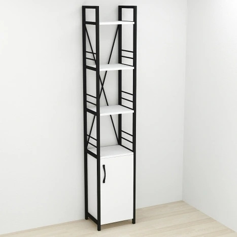 Етажерка 4/60 Ferrum-decor Серії Конект з тумбою 179x34x28 Чорний ДСП Біле