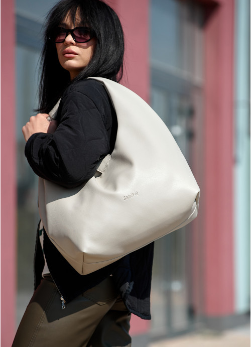 Жіноча сумка Sambag HOBO L сірий шовк, фото 1