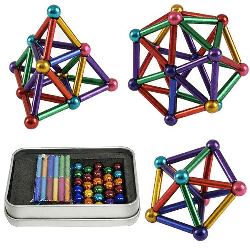 Магнітний конструктор-головоломка, 63 елементи / Конструктор для дітей / Іграшка кульки та палички