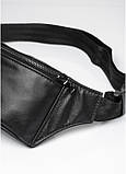 Жіноча сумка на пояс бананка шкіряна Sambag Tirso PSO чорний, фото 2