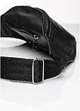 Жіноча сумка на пояс бананка шкіряна Sambag Tirso PSO чорний, фото 3