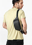 Сумка на пояс бананка шкіряна Sambag Tirso  PSO чорний, фото 2