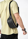 Сумка на пояс бананка з натуральної шкіри Sambag Tirso 0SS чорна, фото 8