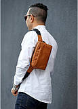 Чоловіча шкіряна сумка бананка 0ST руда шкіра, фото 4