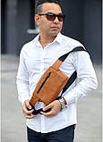 Чоловіча шкіряна сумка бананка 0ST руда шкіра, фото 6