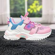 Кросівки дитячі для дівчинки С.Луч рожеві сітка на об'ємній підошві 5052, фото 3