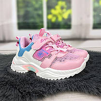 Кросівки дитячі для дівчинки С.Луч рожеві сітка на об'ємній підошві 5052, фото 2
