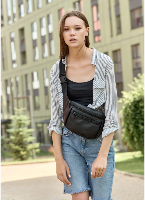 Жіноча сумка на пояс бананка Sambag Tirso  LCH чорний, фото 1