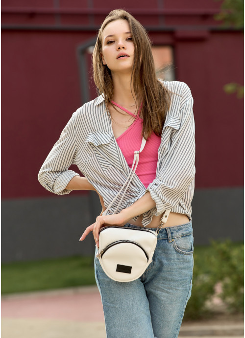 Жіноча сумка бананка кроссбоді Sambag SGS білий, фото 1