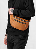 Шкіряна сумка на пояс бананка Sambag Tirso Max руда, фото 2