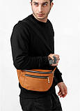 Шкіряна сумка на пояс бананка Sambag Tirso Max руда, фото 3