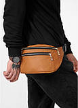 Шкіряна сумка на пояс бананка Sambag Tirso Max руда, фото 4