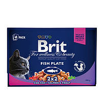 Brit Premium Cat pouch влажный корм для кошек рыбная тарелка - 400г