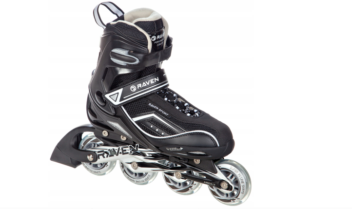 Регульовані роликові ковзани RAVEN Total Black 43-46 чорні, фото 1