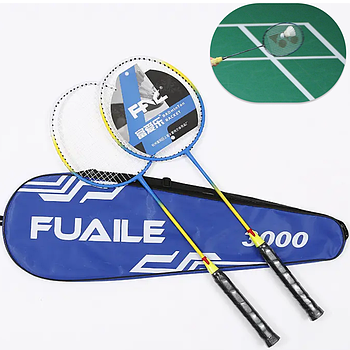 Ракетки для Бадмінтону 3000, Сині / Комплект ракеток / Набір для бадмінтону + Чохол / Ракетки в чохлі