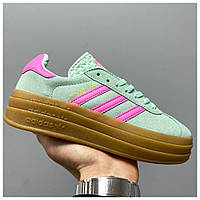 Женские кроссовки Adidas Gazelle Bold Pulse Platform Mint Pink, мятные кроссовки адидас газели газель