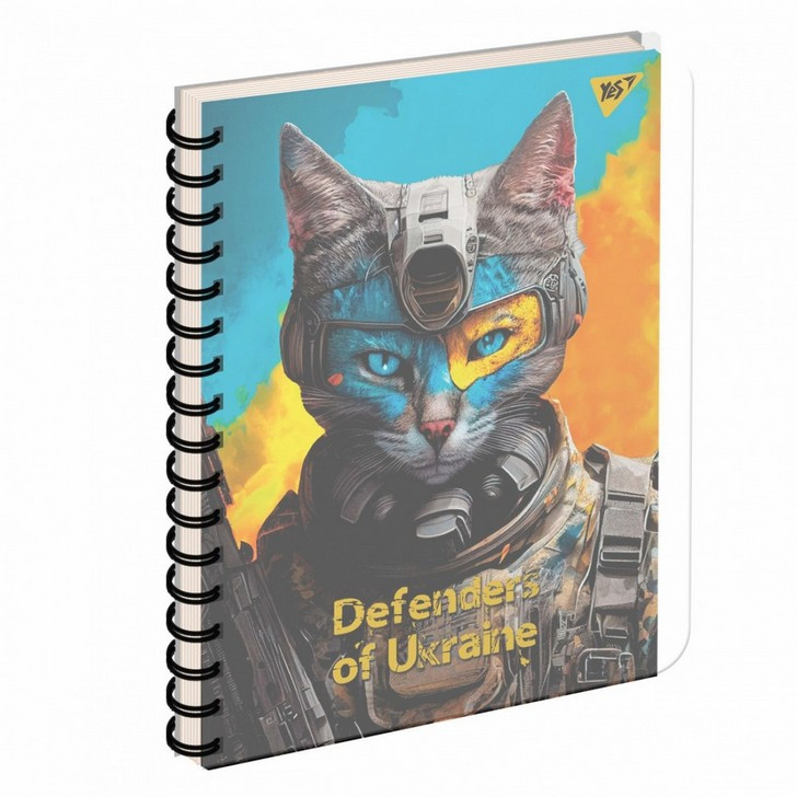 Зошит А5 144арк., в клітинку, на спіралі, пластикова обкладинка Yes Defenders of Ukraine