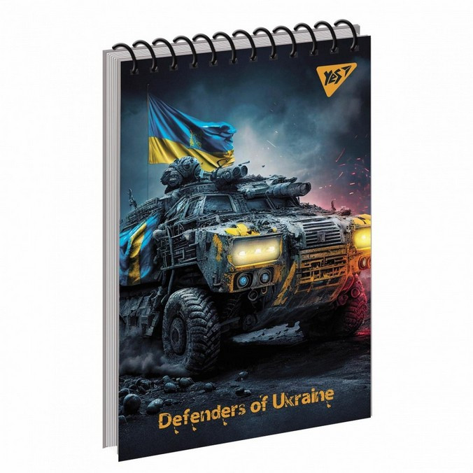 Блокнот А6 80арк., в клітинку, на спіралі (верхня), м'яка обкладинка Yes Defenders of Ukraine