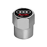 Захисні металеві ковпачки на ніпель у стилі хром з логотипом Audi, фото 2