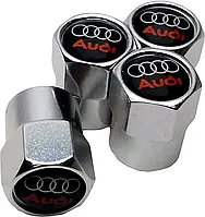 Захисні металеві ковпачки на ніпель у стилі хром з логотипом Audi