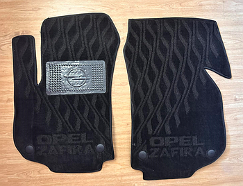 Килимки текстильні в авто Opel ZAFIRA, 2 шт. на перед, чорні (KG-7700)