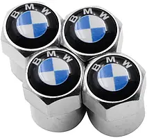 Захисні металеві ковпачки на ніпель у стилі хром з логотипом BMW