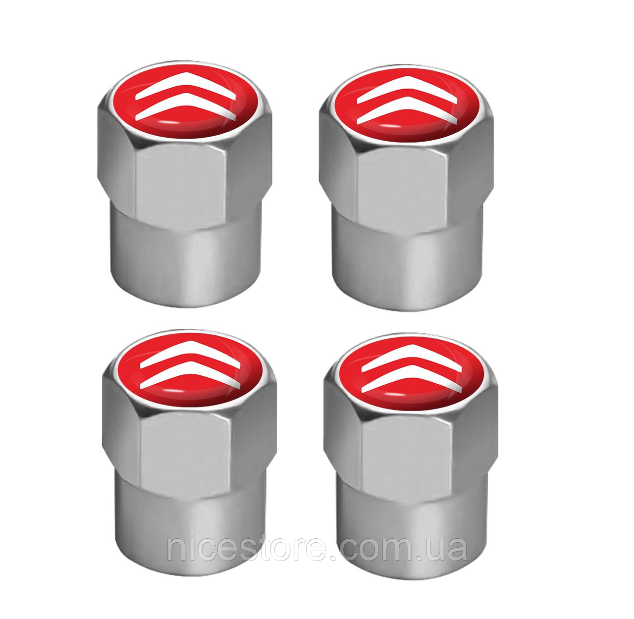 Захисні металеві ковпачки на ніпель у стилі хром з логотипом Citroen, фото 1
