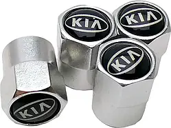 Захисні металеві ковпачки на ніпель у стилі хром з логотипом Kia