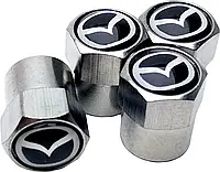 Защитные металлические колпачки на ниппель в стиле хром с логотипом Mazda