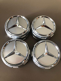 Ковпачок — заглушка колісного диска Mercedes 70/75 мм сірі (к-т 4 шт.).  Ковпачки ступиць коліс