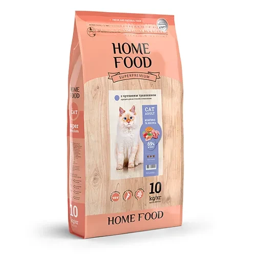 Сухий корм для дорослих котів з чутливим травленням Home Food ягня і лосось 10 кг