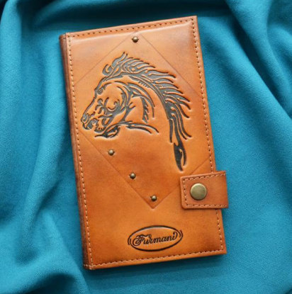 Гаманець з художнім тисненням "Кінь" місткий з натуральної шкіри ручна робота, фото 1
