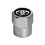 Захисні металеві ковпачки на ніпель у стилі хром з логотипом Toyota, фото 2