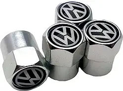 Захисні металеві ковпачки на ніпель у стилі хром з логотипом Volkswagen