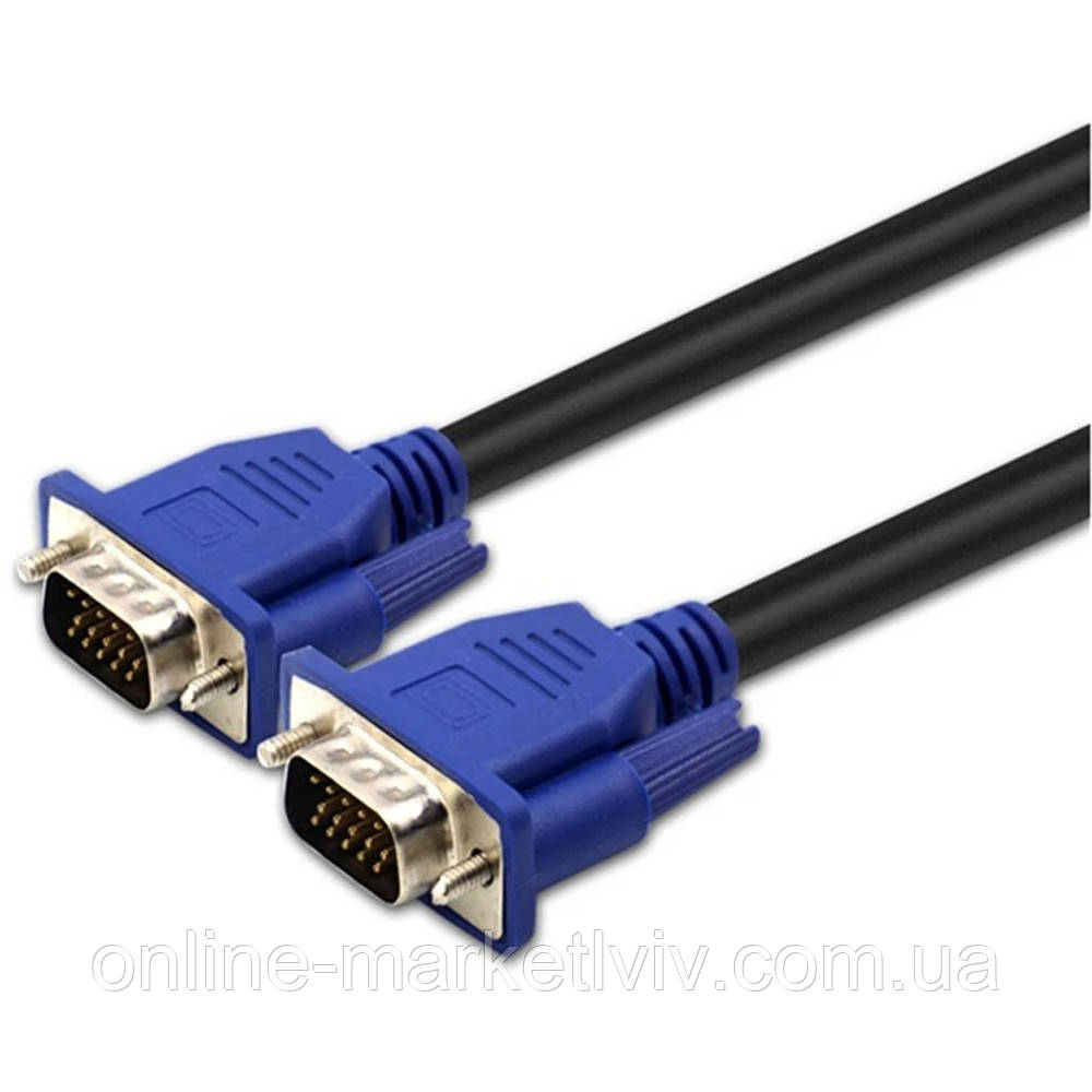 Кабель для монітора VGA 1,5 м, 3+2 / Відеокабель для виведення зображення на екран
