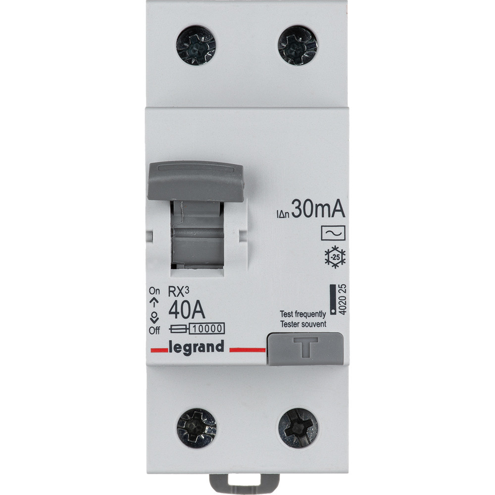 Пристрій захисного відключення (ПЗВ) 2P 40А 30мА тип AC [402025] RX3 Legrand