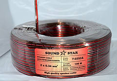 07-03-032. Кабель акустичний 2х0,34мм², CCA, прозоро-червоно-чорний, 100м