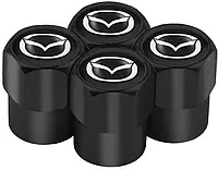 Защитные металлические колпачки на ниппель в стиле black с логотипом Mazda