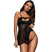 Black Heart Cut out Bust Babydoll with G-string sexx.com.ua