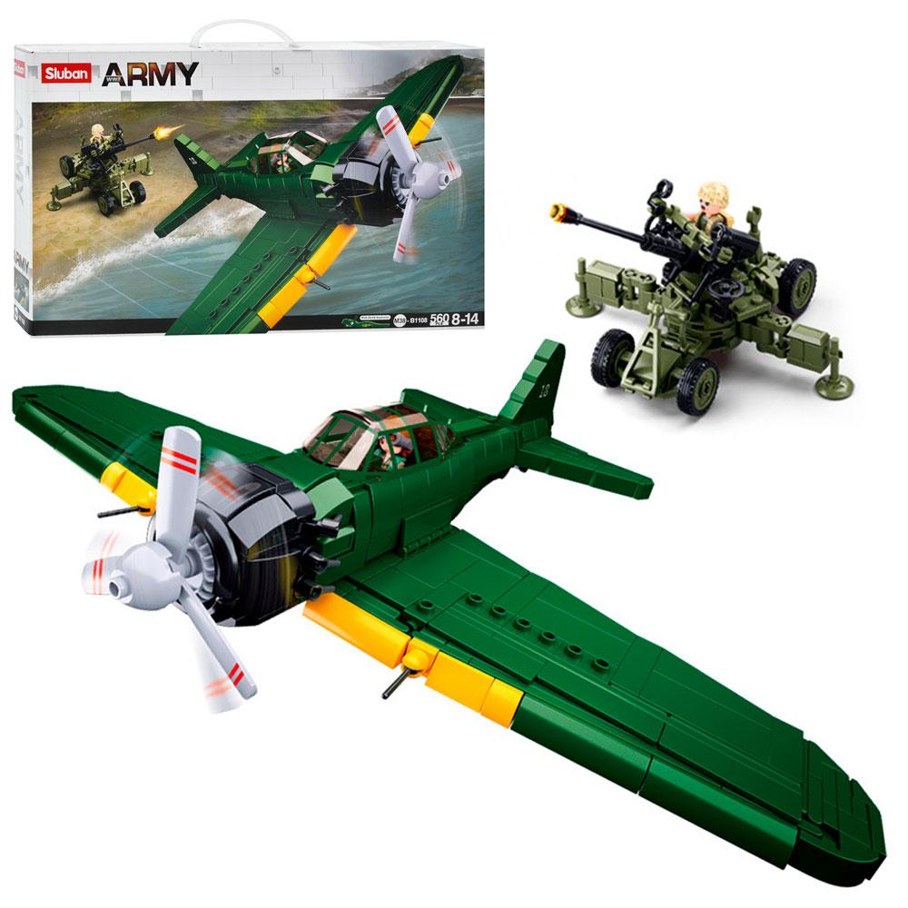 Конструктор SLUBAN M38-B1108 "Army": Військовий літак, 560 подітий., фото 1