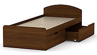 Односпальная кровать с ящиками 90+2 орех экко Компанит, кровать для спальни