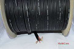 07-05-073. Кабель 3 жили, кожна в екрані, діам. жили-3,6мм, JY-2040-3, чорний, 100м