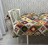 Скатертина тефлонова бавовняна прямокутна ромби мозаїка вітражи різнобарвний, фото 2