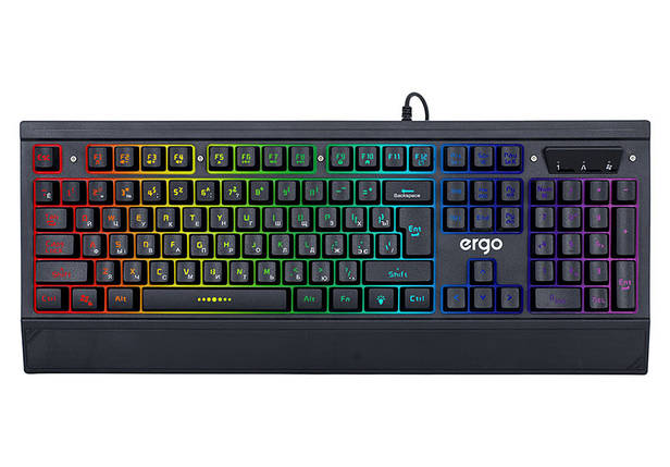 Клавиатура проводная ERGO KB-640 Black с RGB подсветкой, фото 1